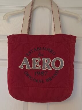 AERO Red 100% Cotton Quilted Tote with Contrast Straps